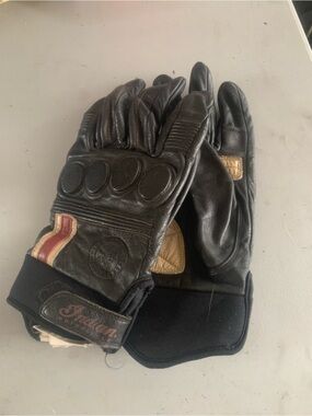 Men's Black Leather Indian Riding Gloves